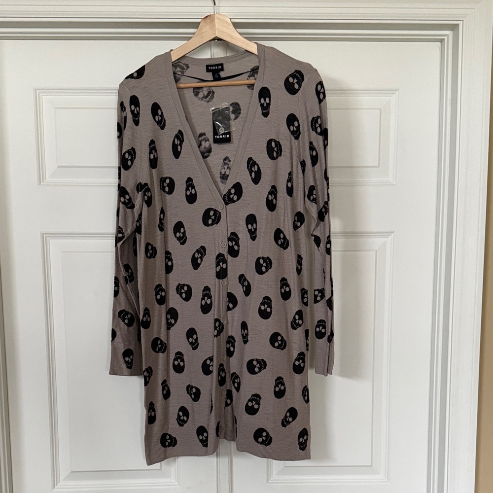 Torrid Gray and Black Long Skull Cardigan